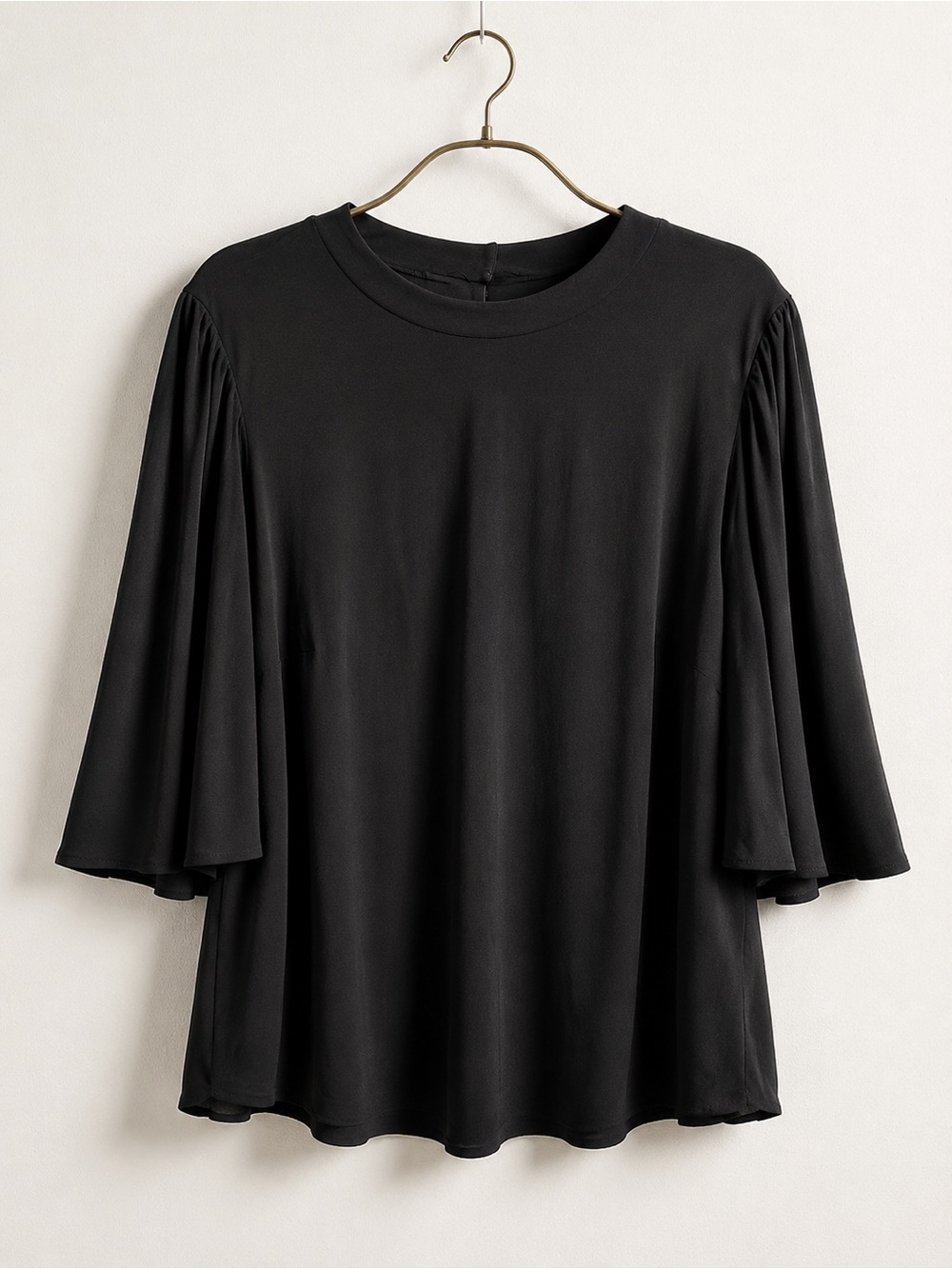Universal Standard Crepe Jersey Capelet Blouse Black S 14/16